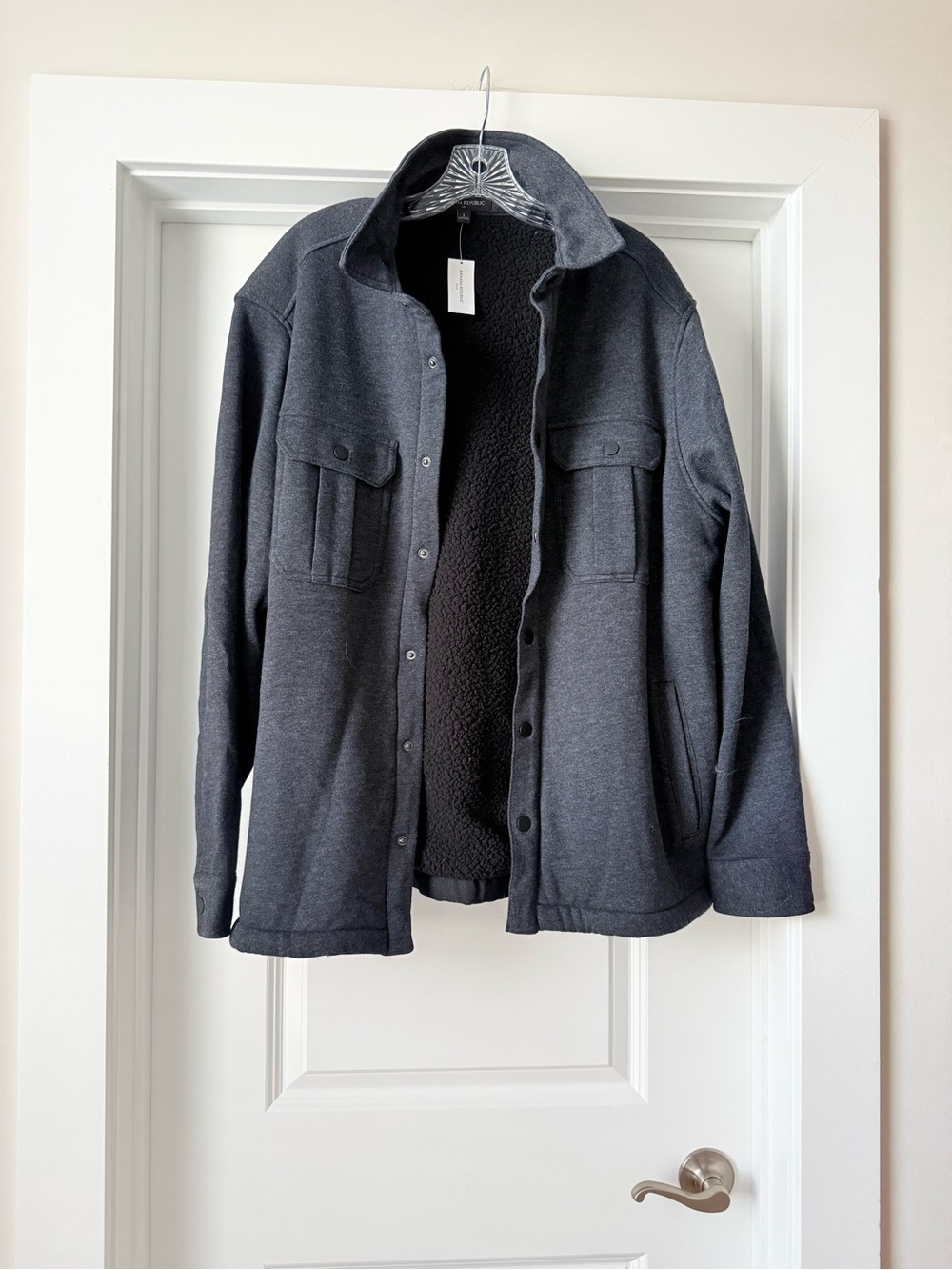 Men's Charcoal Sherpa-Lined Coat Fleece Jacket Brand New w Tags